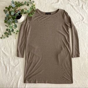 Miracle Berry brown distressed sweater dress